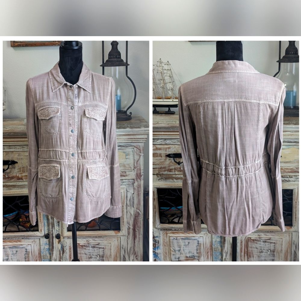 Hinge Dusty Mauve Utility Jacket XXS Oversized 100% Viscose